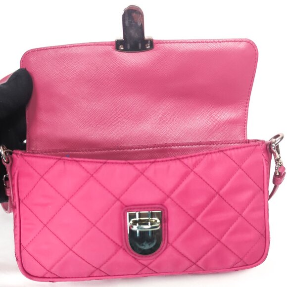 PRADA Tessuto Impunto Crossbody Shoulder Bag - Ibisco Pink - Picture 8 of 16